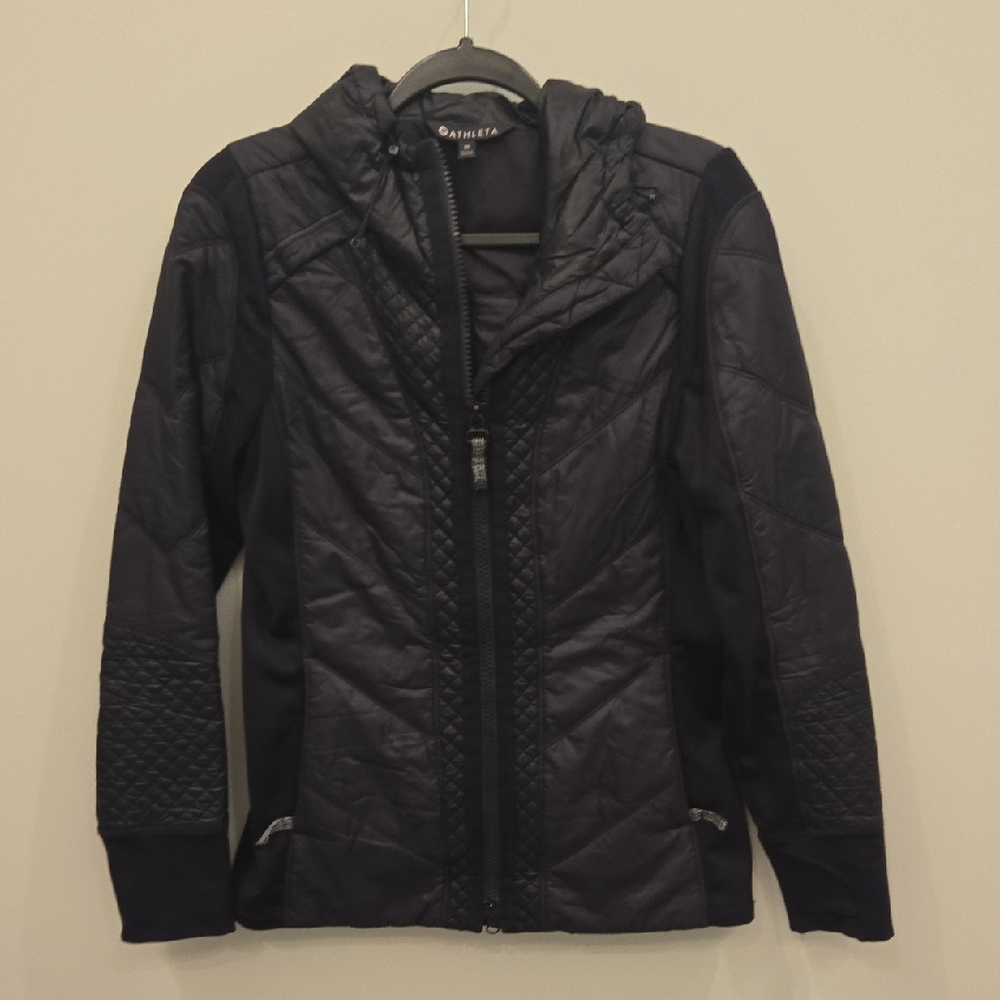 Athleta Black Quilted Puffer Jacket MEDIUM